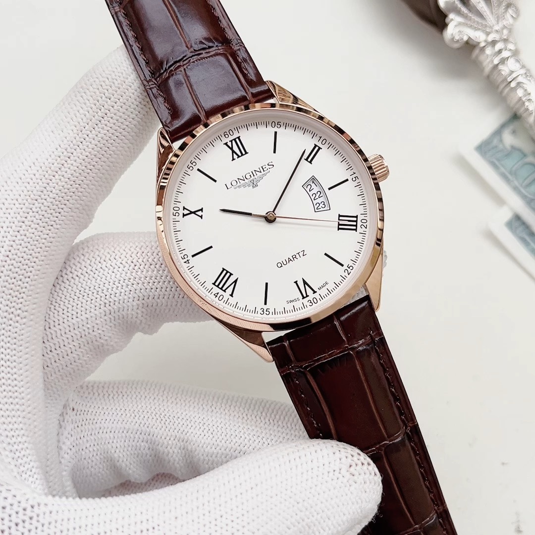 Longines Couples Quartz Watch Set 316L Steel / Calfskin Strap