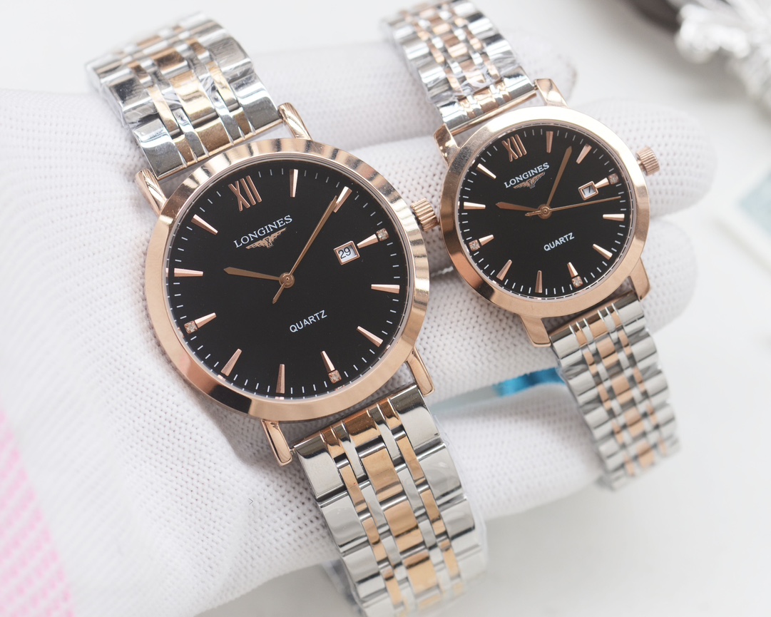 Longines Couples Quartz Watch Set 316L Steel / Calfskin Strap view