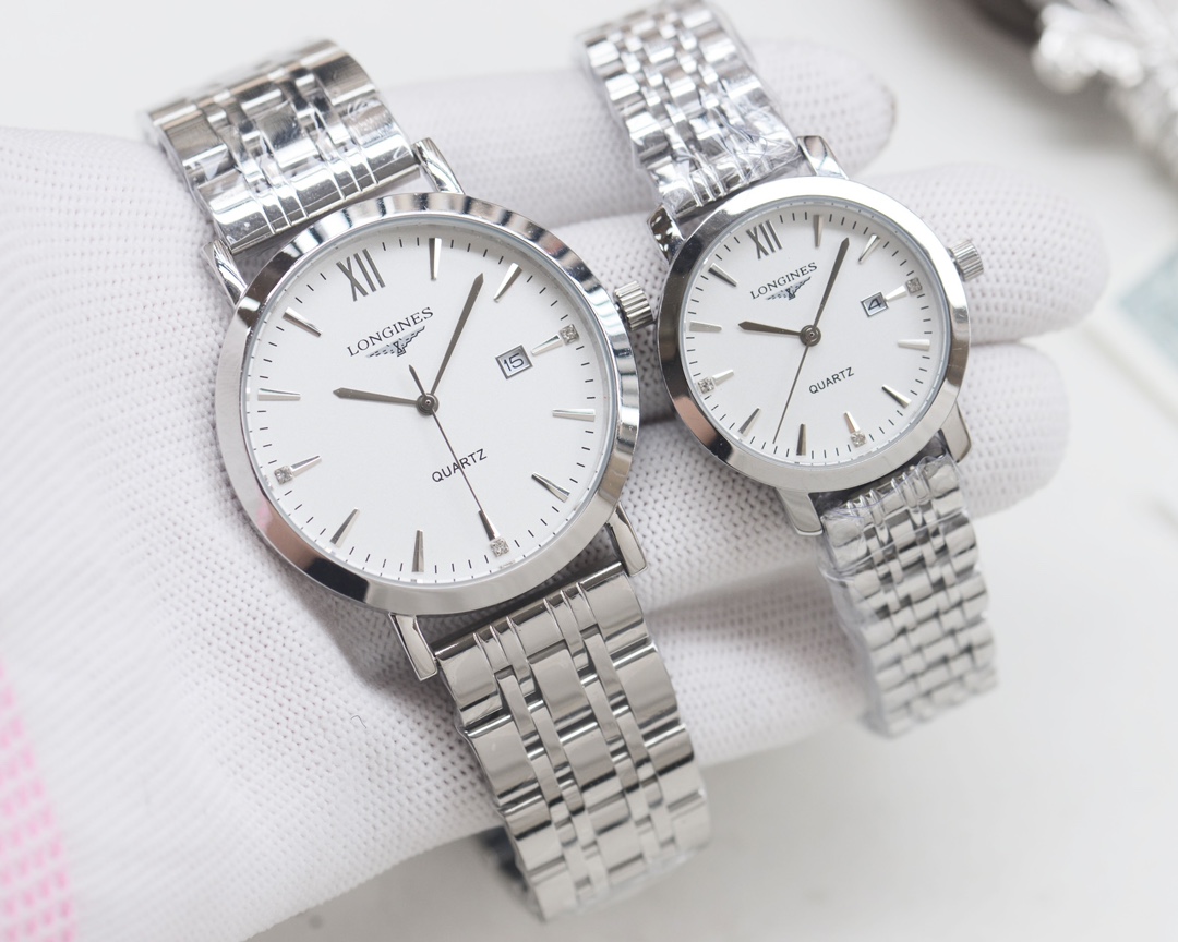 Longines Couples Quartz Watch Set 316L Steel / Calfskin Strap view