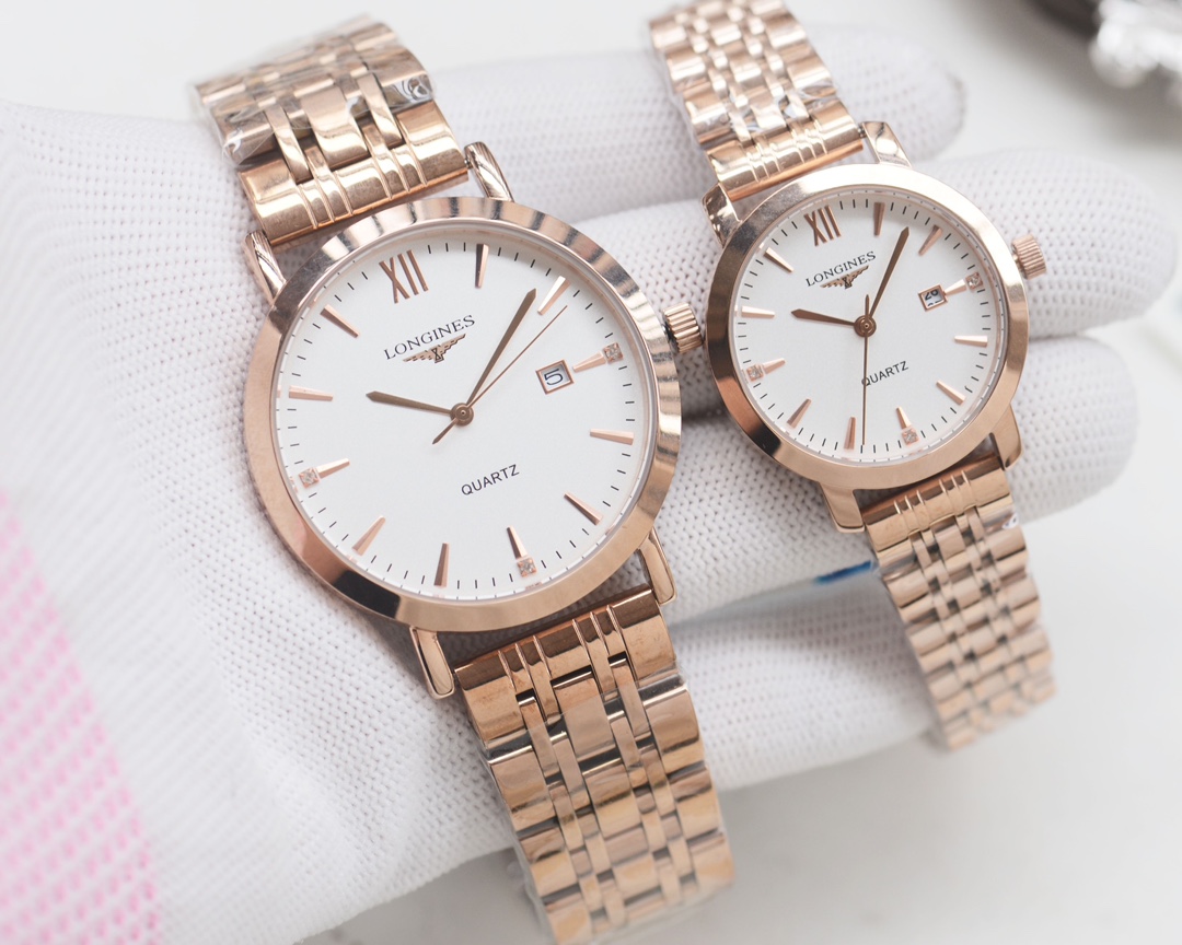 Longines Couples Quartz Watch Set 316L Steel / Calfskin Strap view