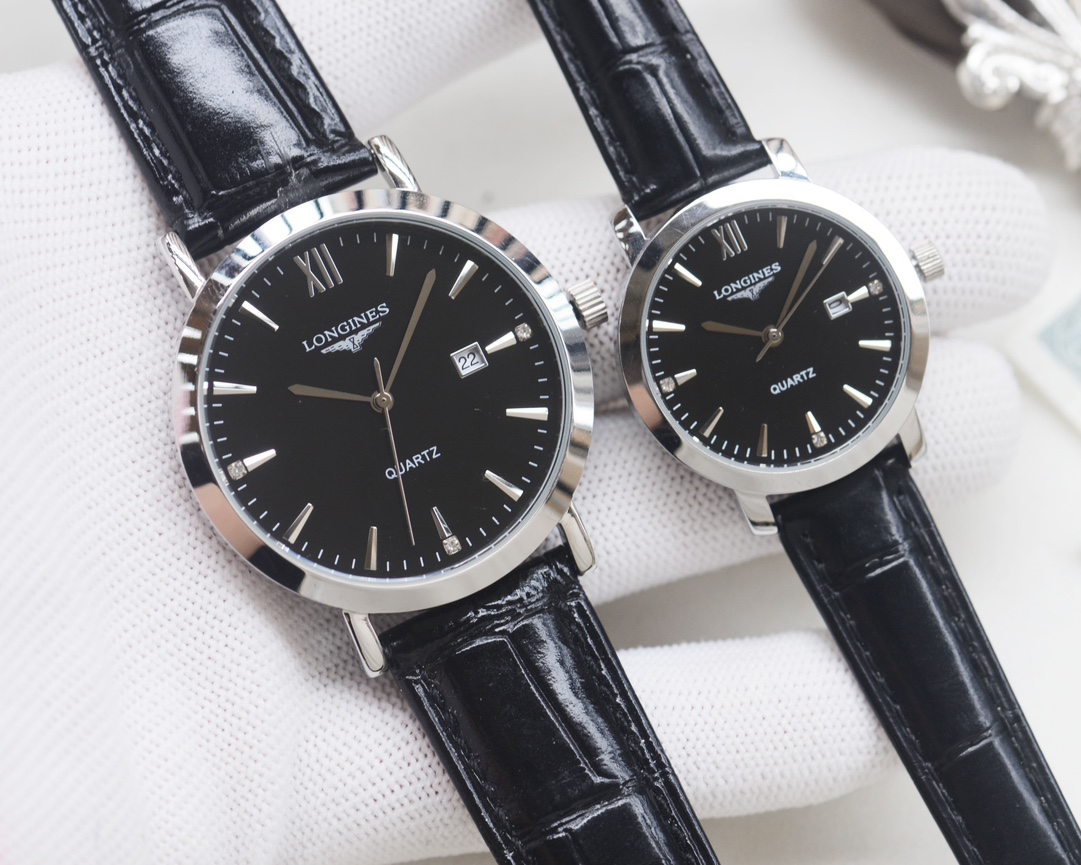 Longines Couples Quartz Watch Set 316L Steel / Calfskin Strap view
