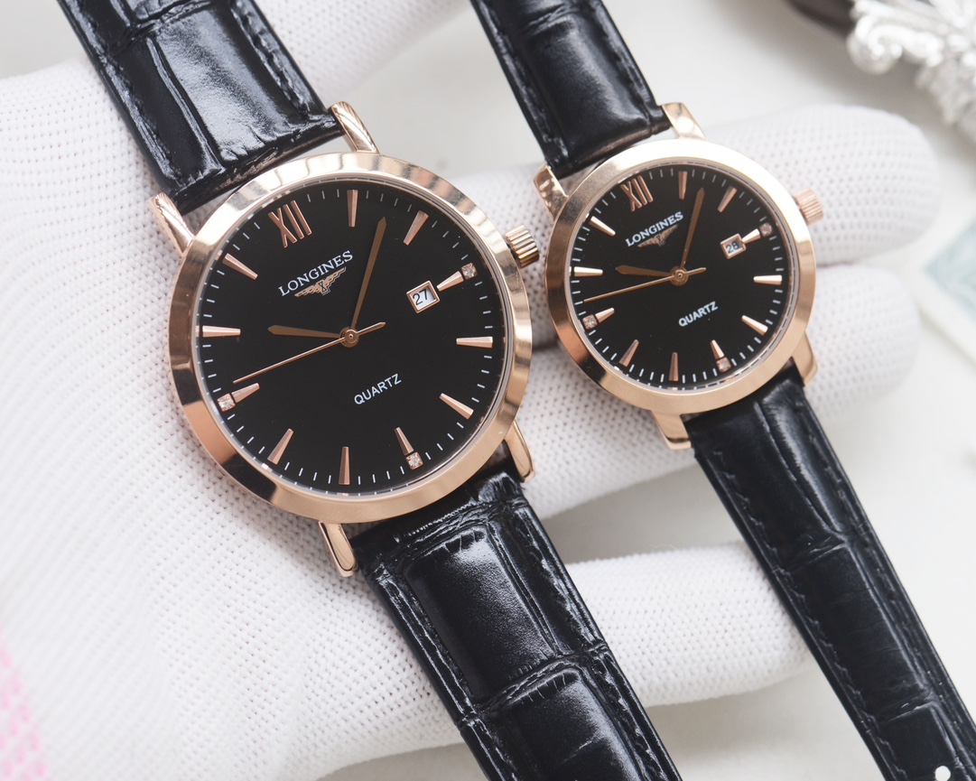 Longines Couples Quartz Watch Set 316L Steel / Calfskin Strap view