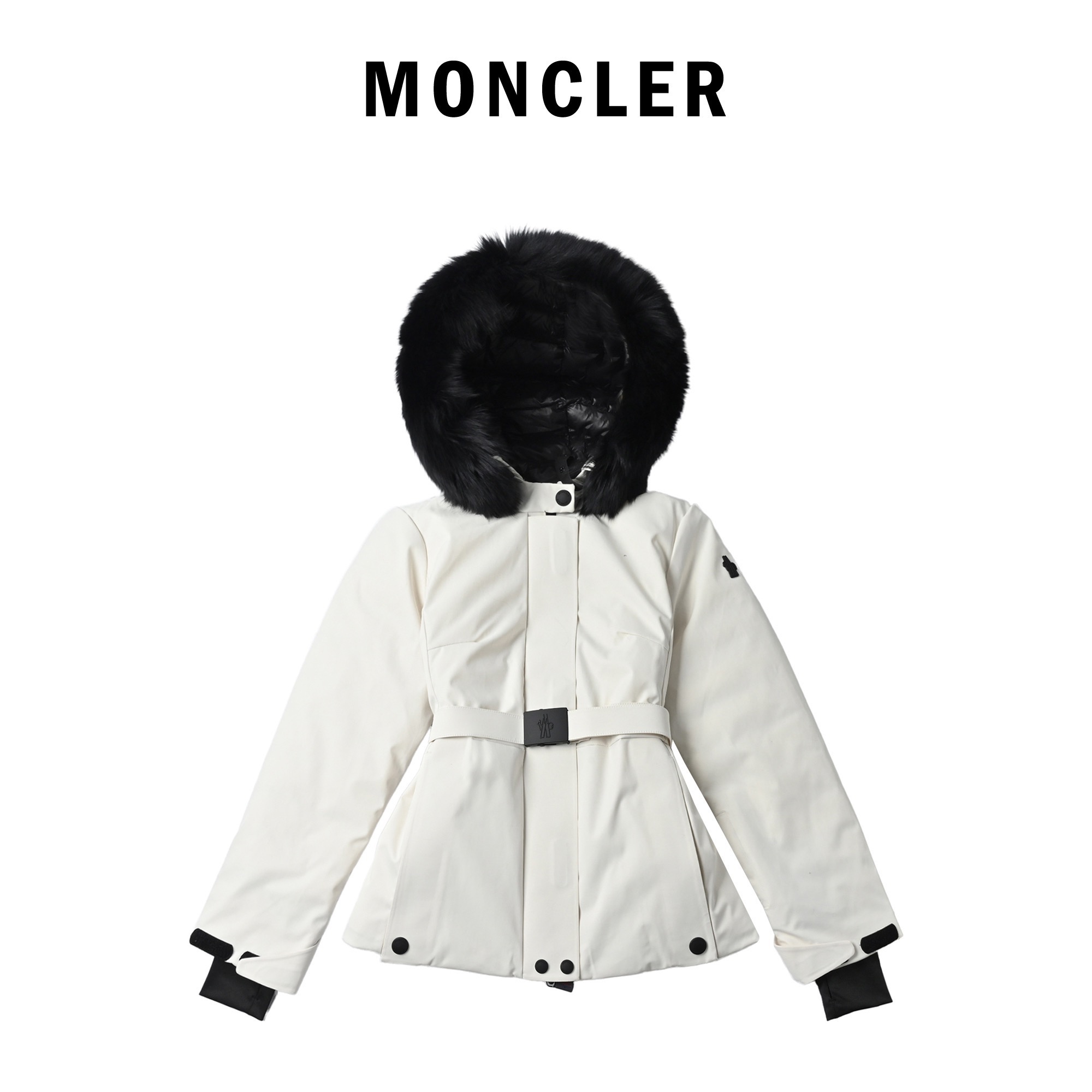 Moncler Bauges Hooded Down Jacket with Fox Fur Trim view 1