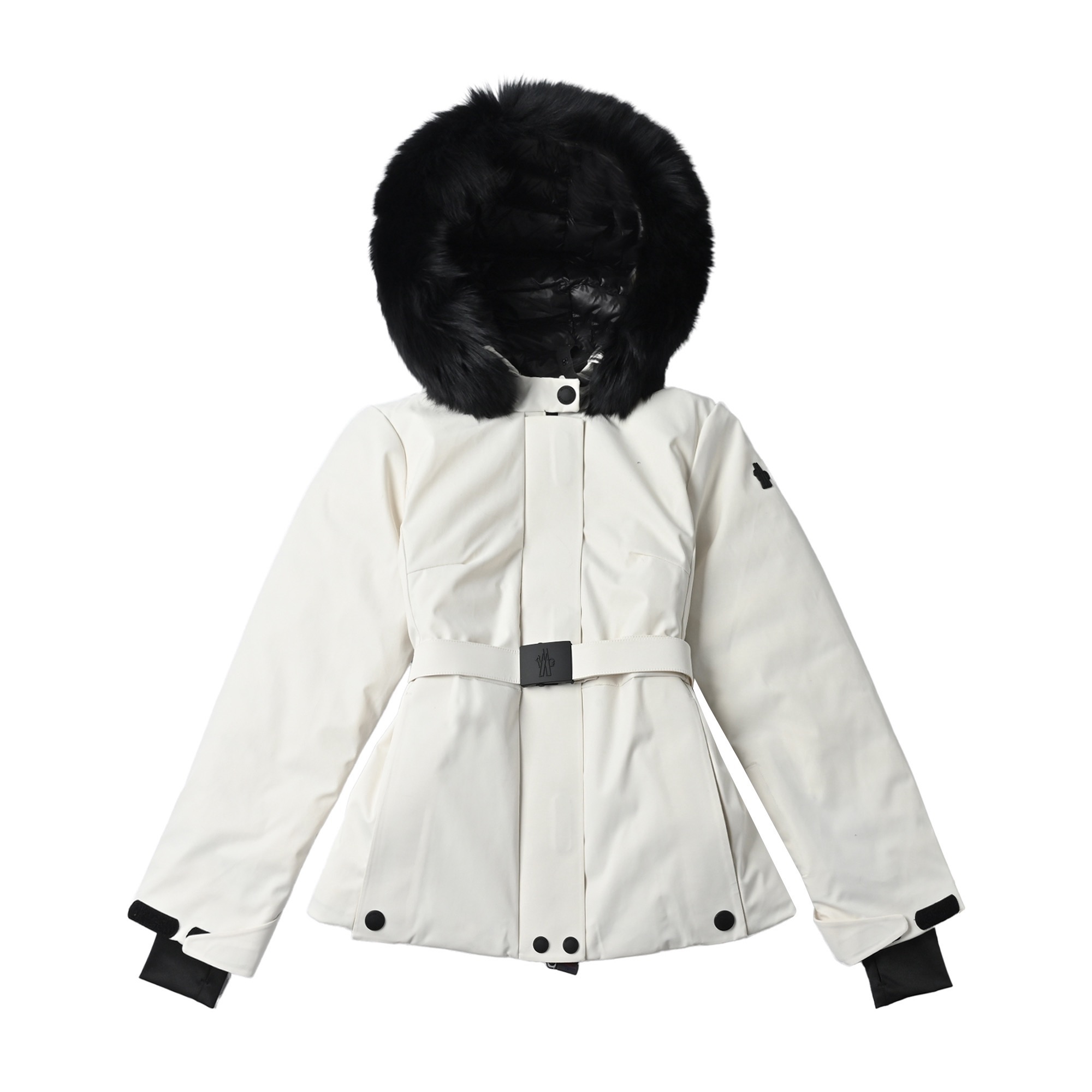 Moncler Bauges Hooded Down Jacket with Fox Fur Trim view 3
