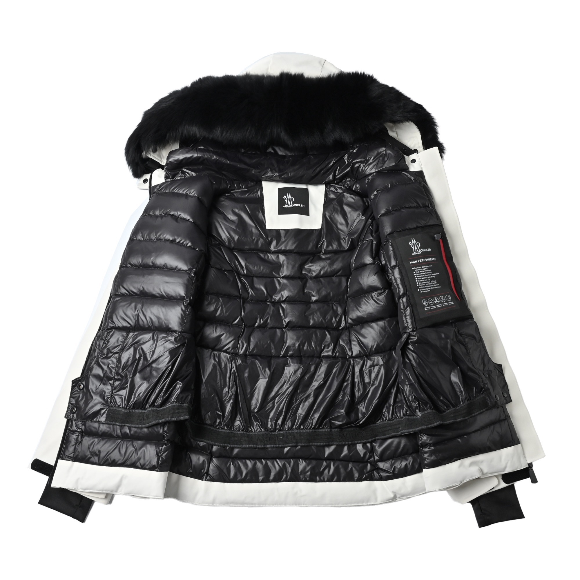 Moncler Bauges Hooded Down Jacket with Fox Fur Trim view 5
