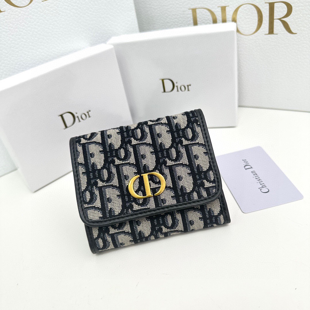 Dior 2088 Compact Leather Card Wallet 11x10x2cm Black