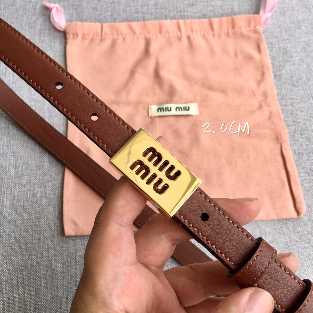 Miu Miu Women's Leather Waist Belt 20mm view