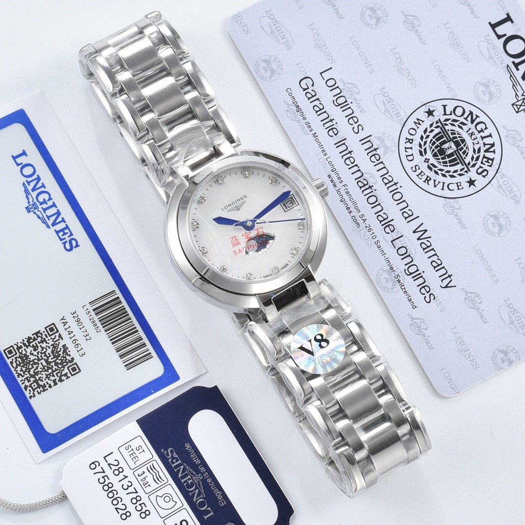 Longines Heart Moon Phase Ladies Quartz Watch 30.5 mm Sapphire-Coated Crystal view
