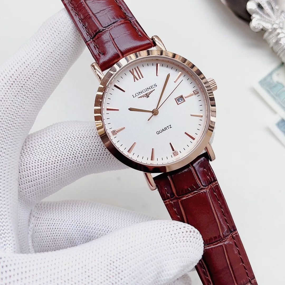 Longines Couples Quartz Watch Set 316L Steel / Calfskin Strap