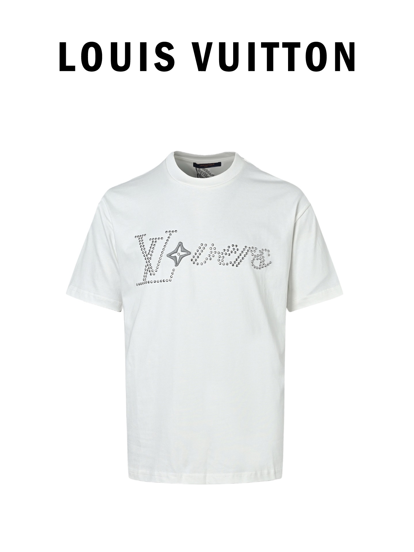 Louis Vuitton Stud and Floral Embroidery Short-Sleeve T-Shirt view 1