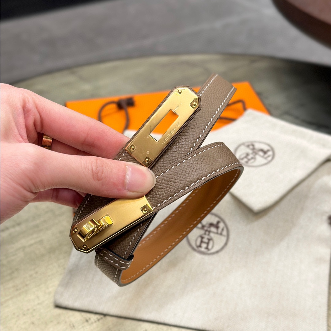 Hermes Kelly 1.8 cm Epsom Calfskin Belt Women view 6