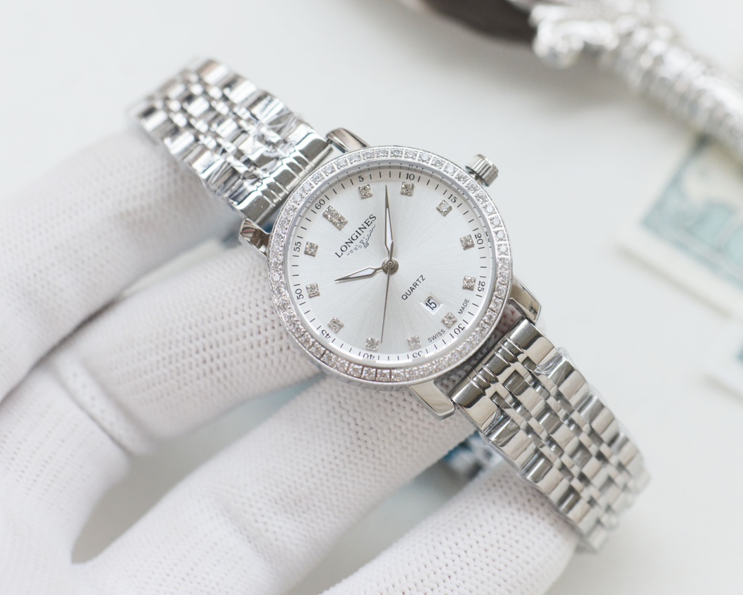 Longines Couples Quartz Watch Set 316L Steel / Calfskin Strap