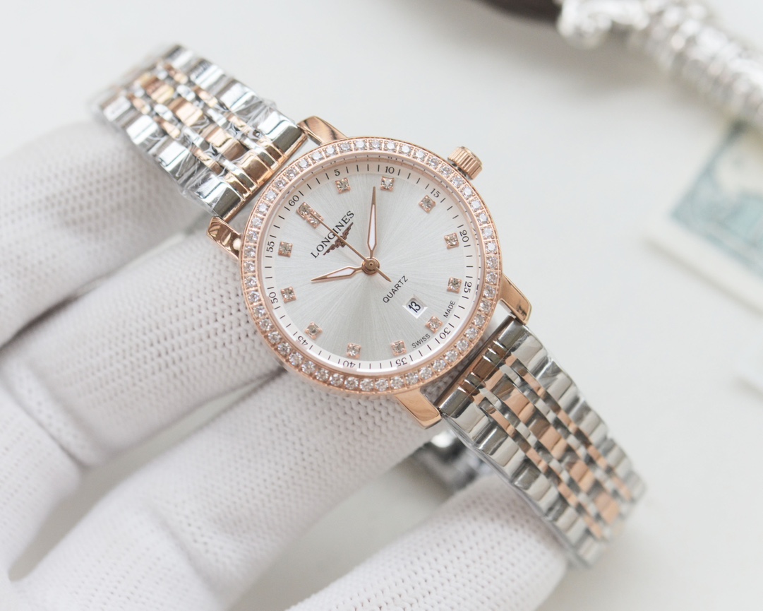 Longines Couples Quartz Watch Set 316L Steel / Calfskin Strap view 2
