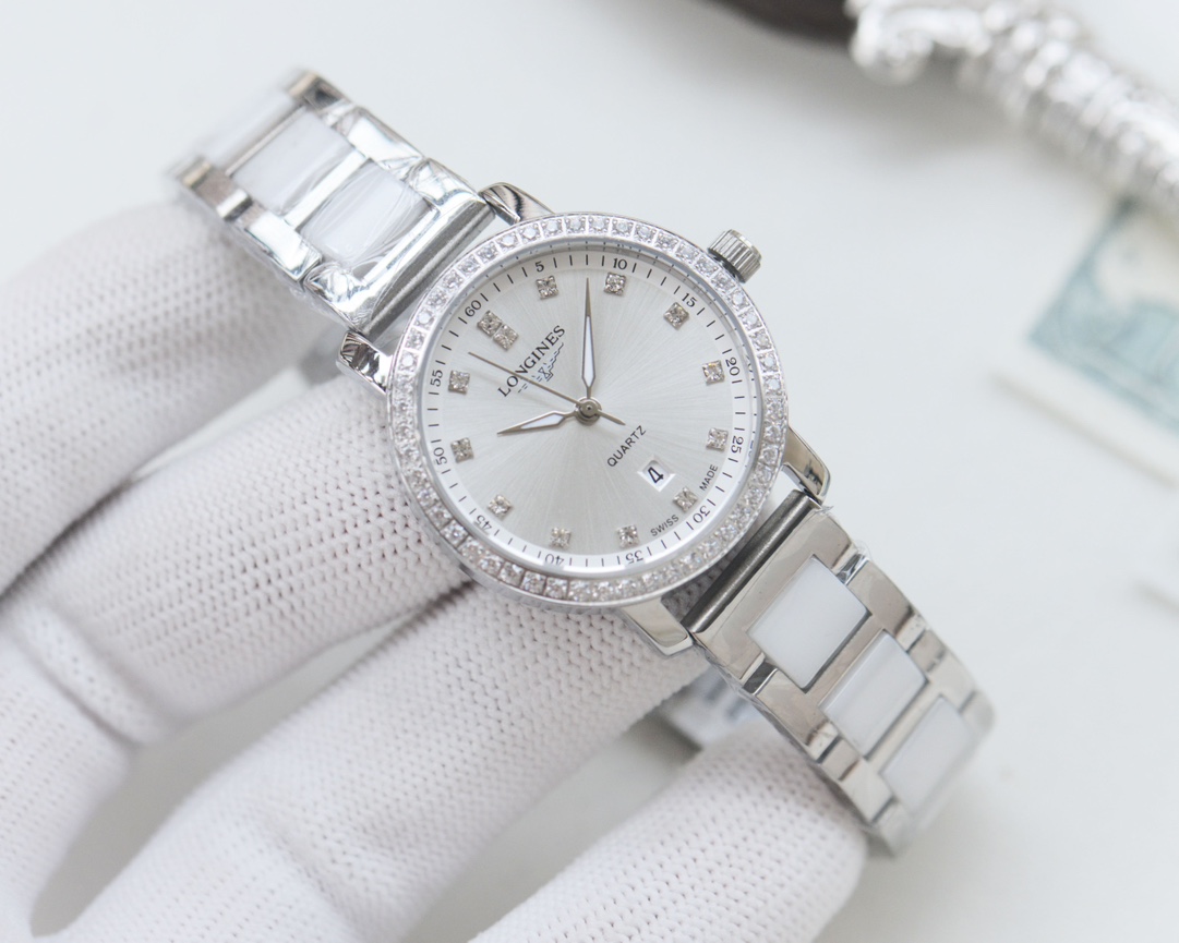 Longines Couples Quartz Watch Set 316L Steel / Calfskin Strap view 4