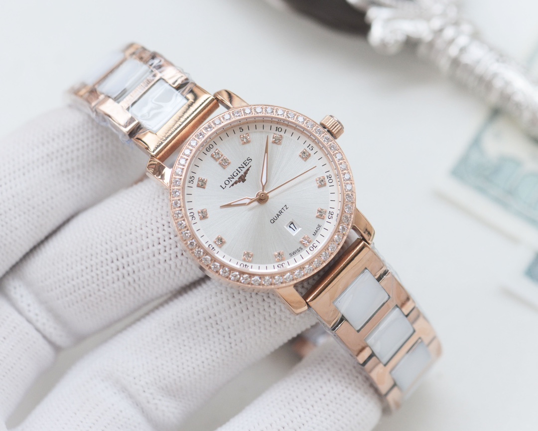 Longines Couples Quartz Watch Set 316L Steel / Calfskin Strap view 5