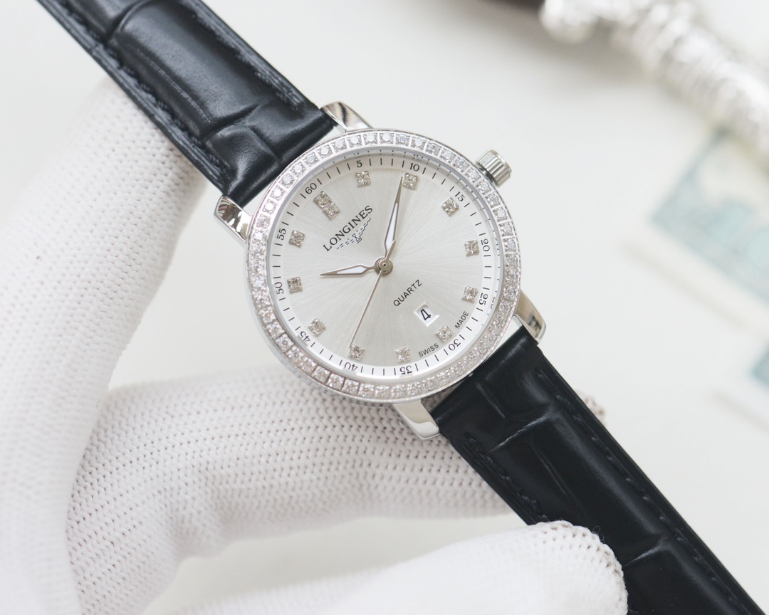 Longines Couples Quartz Watch Set 316L Steel / Calfskin Strap view 6