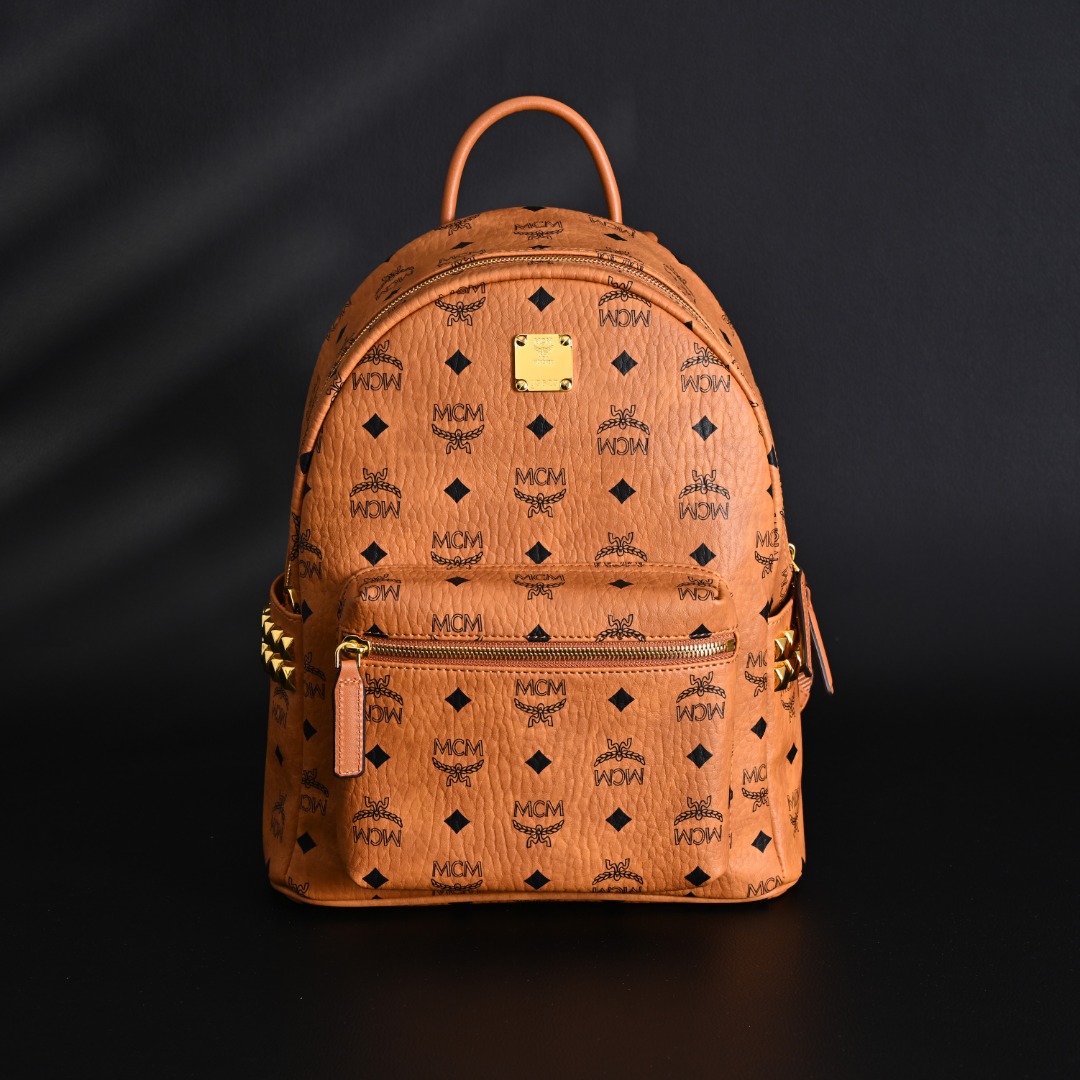 MCM Stark Visetos Canvas Studded Backpack Medium 32 x 27 x 14 cm view 2