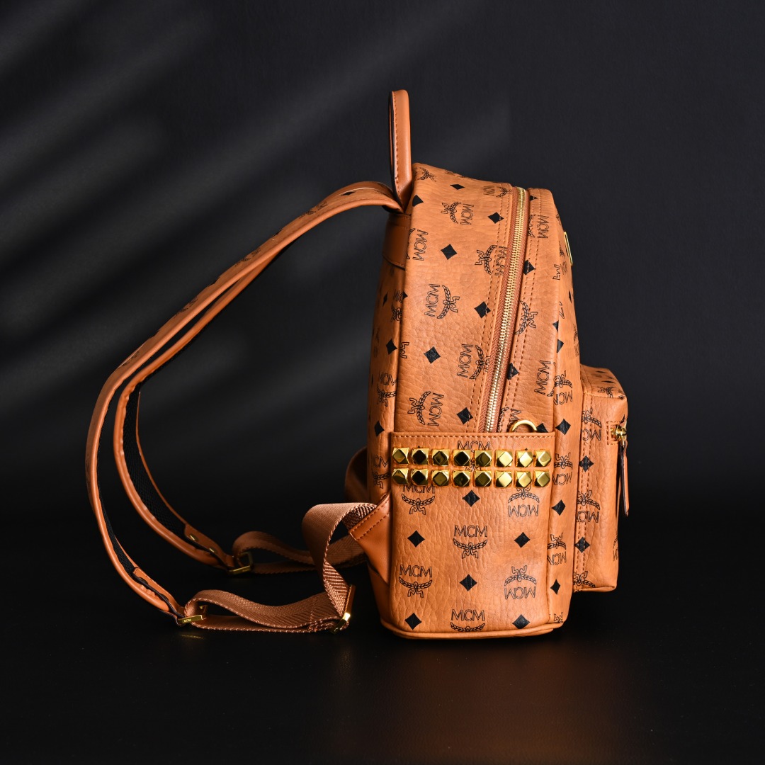 MCM Stark Visetos Canvas Studded Backpack Medium 32 x 27 x 14 cm view 3