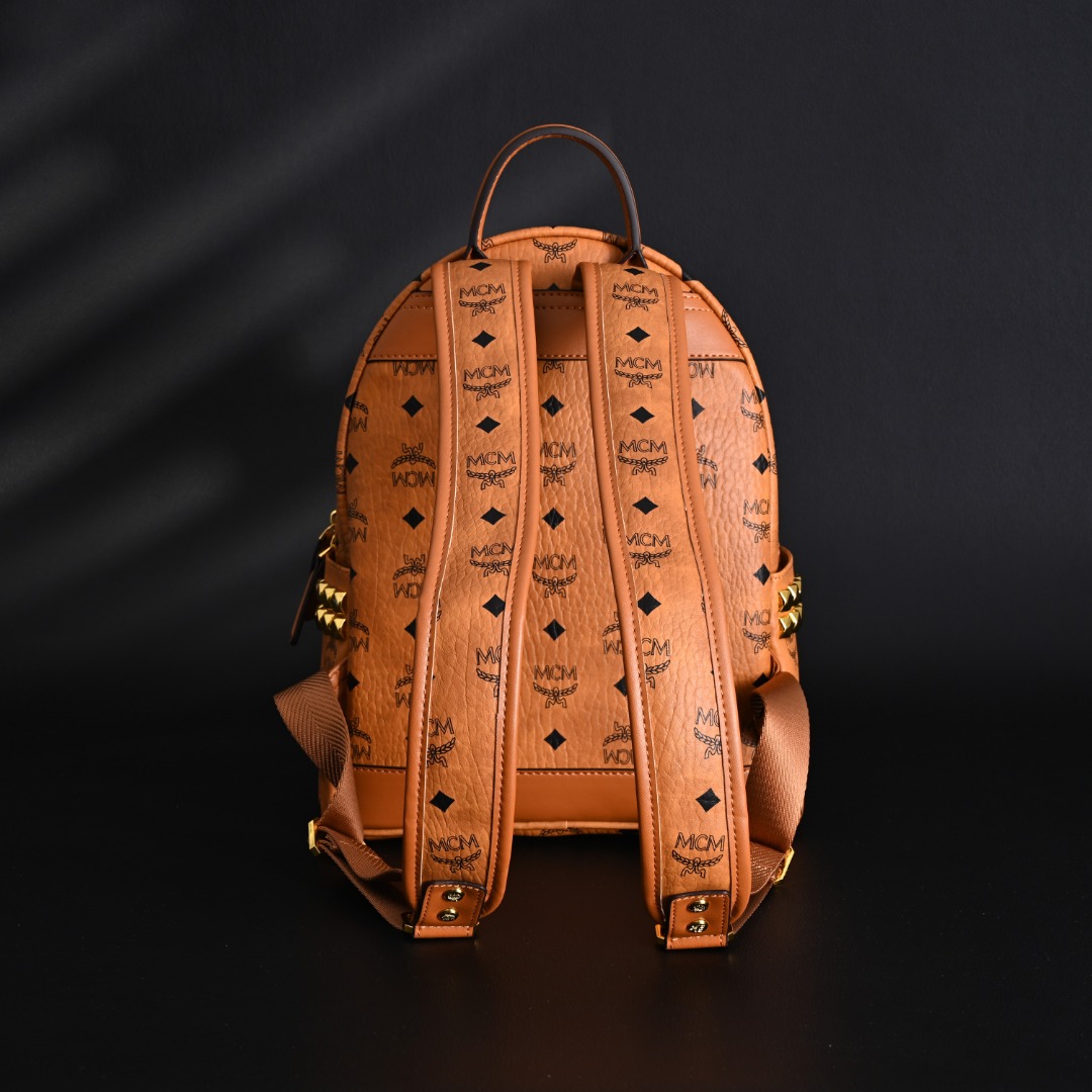 MCM Stark Visetos Canvas Studded Backpack Medium 32 x 27 x 14 cm view 4