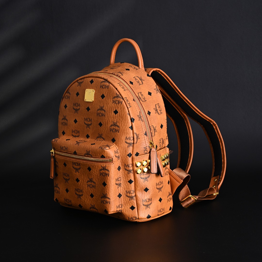 MCM Stark Visetos Canvas Studded Backpack Medium 32 x 27 x 14 cm view 6