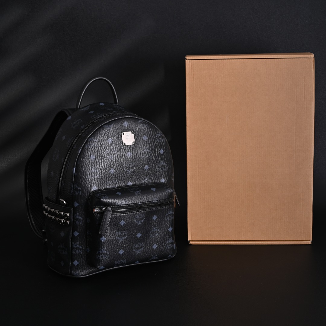 MCM Stark Visetos Studded Backpack