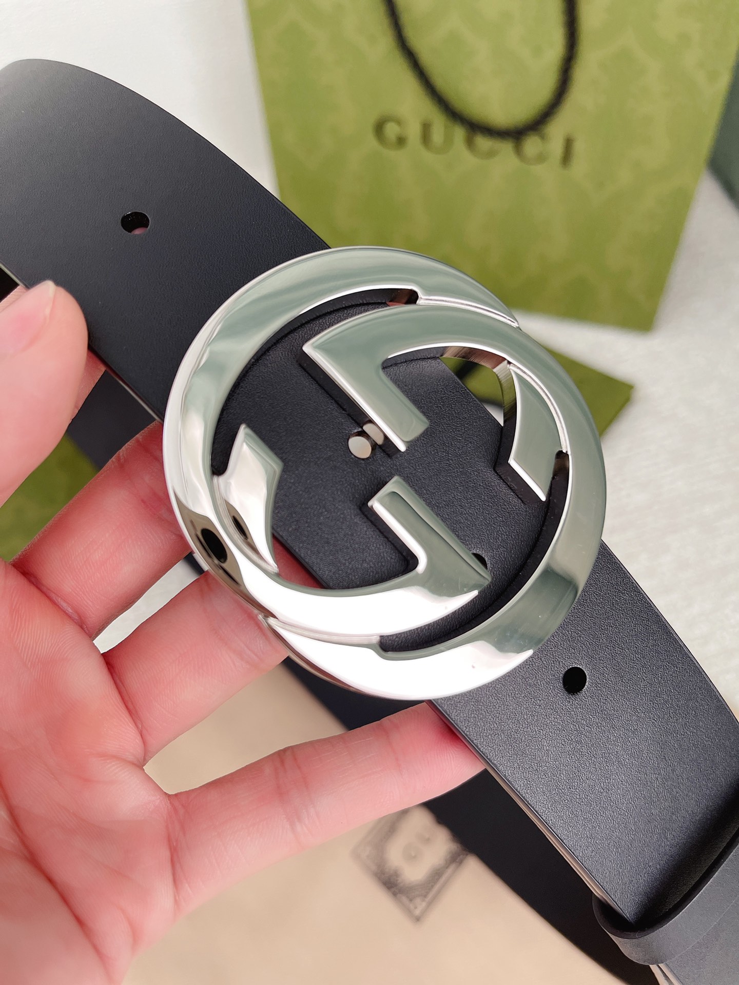 Gucci Double G Reversible Calfskin Belt 3.8cm view 3
