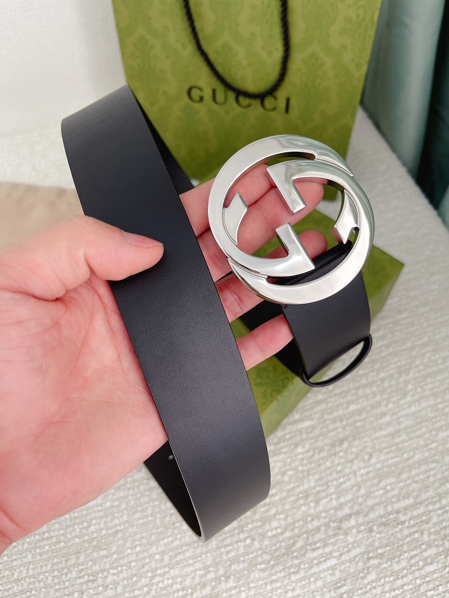 Gucci Double G Reversible Calfskin Belt 3.8cm view 4