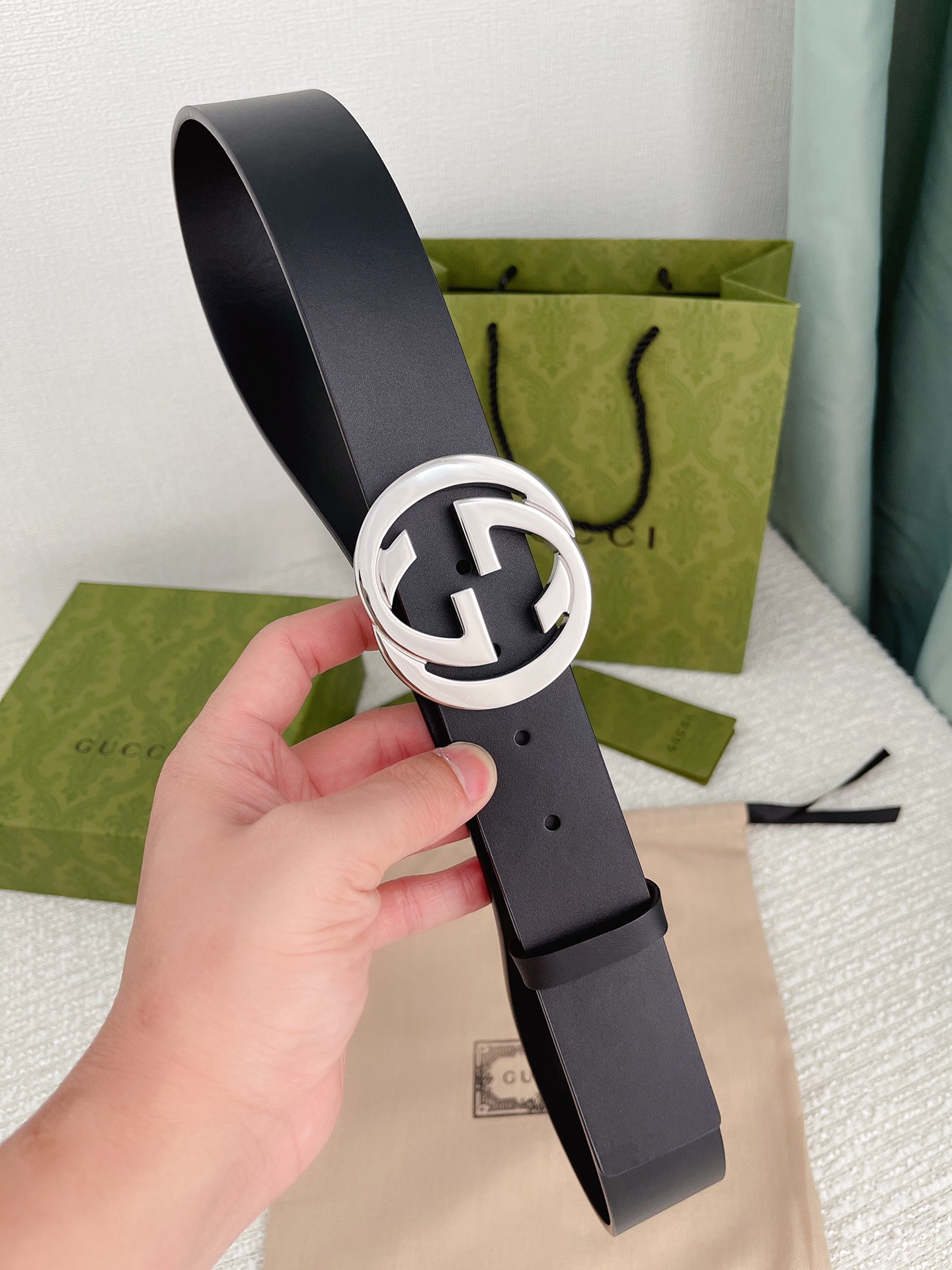 Gucci Double G Reversible Calfskin Belt 3.8cm view 6