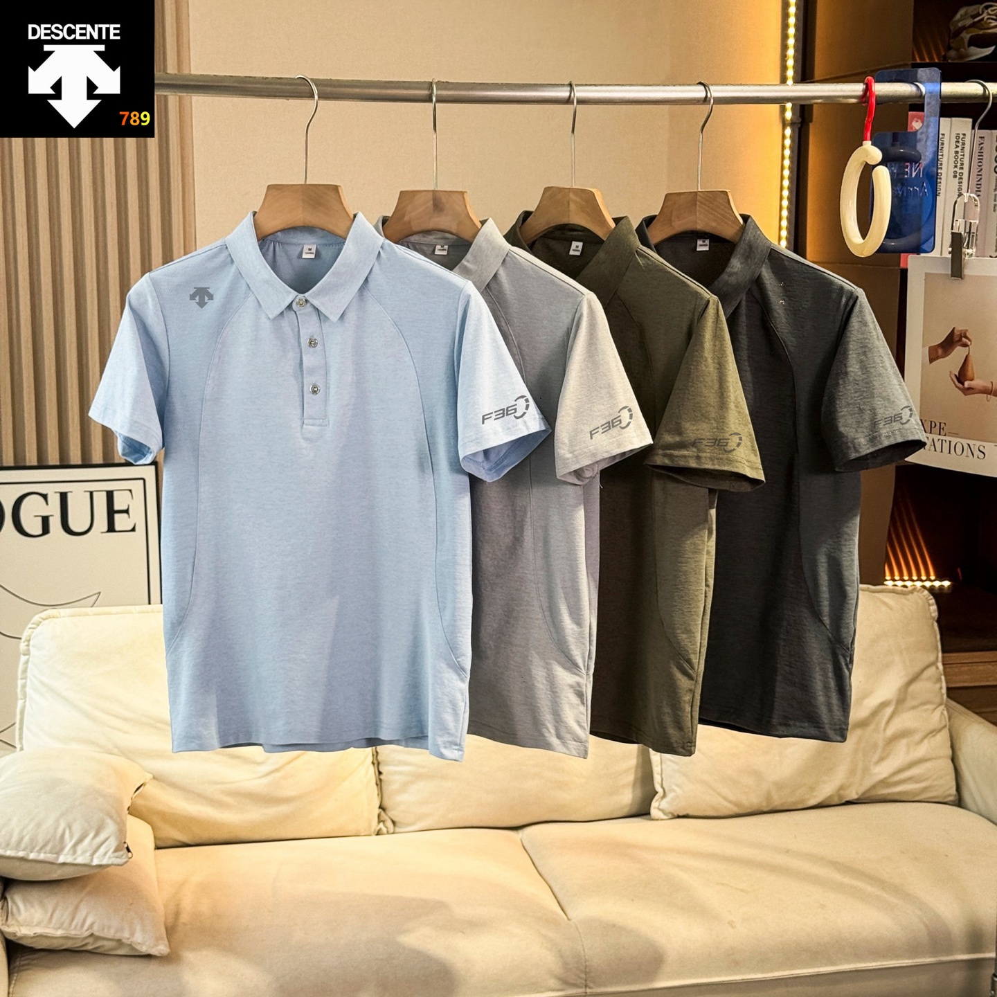 Descente High-End Mesh-Splice Ice-Silk Quick-Dry Polo Shirt