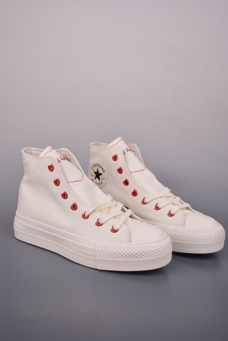Converse All Star Lift 'White / Red Hearts'