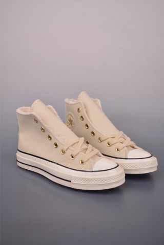 Converse Chuck 1970s Fur Lined 'Cream / Black / Gold' view 1