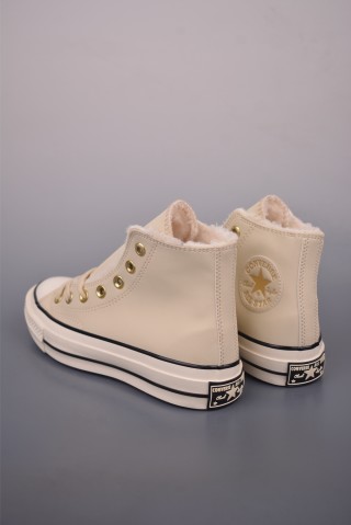 Converse Chuck 1970s Fur Lined 'Cream / Black / Gold' view 2