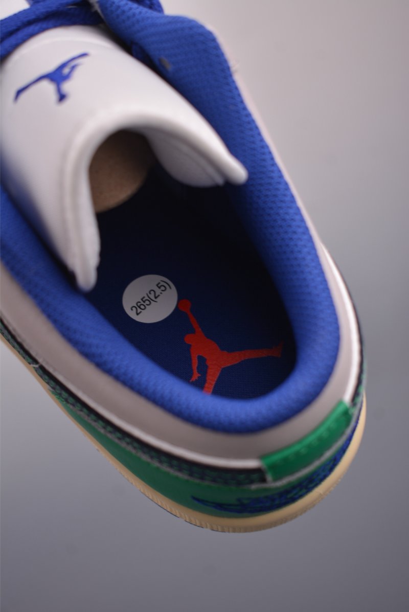 Air Jordan 1 Low 'White / Green / Blue' view
