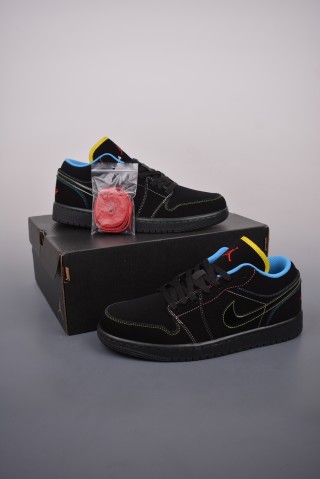 Air Jordan 1 Low 'Black / Yellow / Blue' view 5