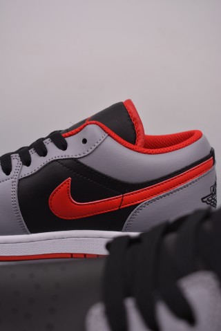 Air Jordan 1 Low 'Black / Grey / Red' view 8