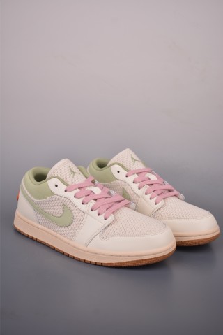 Air Jordan 1 Low 'Rice White / Pink / Green' view 1
