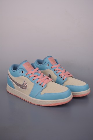 Air Jordan 1 Low 'Rice White / Blue / Pink' view 1