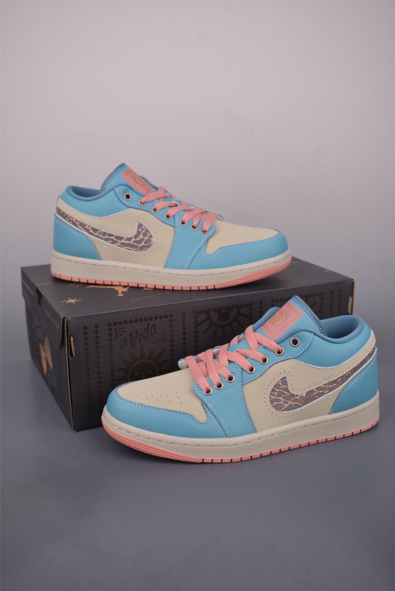 Air Jordan 1 Low 'Rice White / Blue / Pink' view
