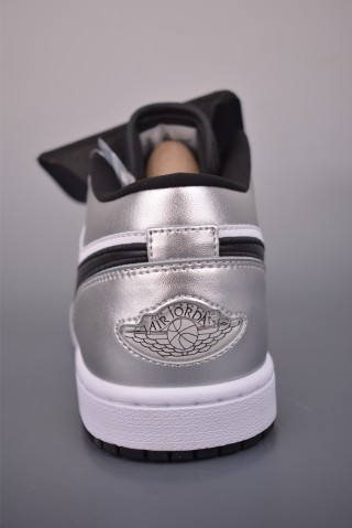 Air Jordan 1 Low 'White / Silver / Black' view 4