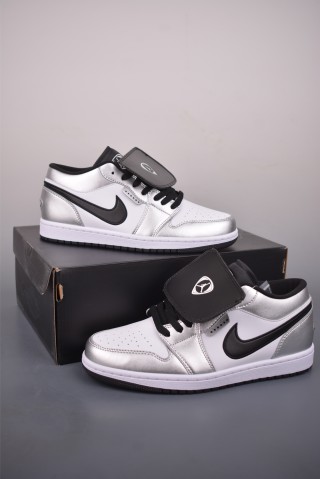 Air Jordan 1 Low 'White / Silver / Black' view 5