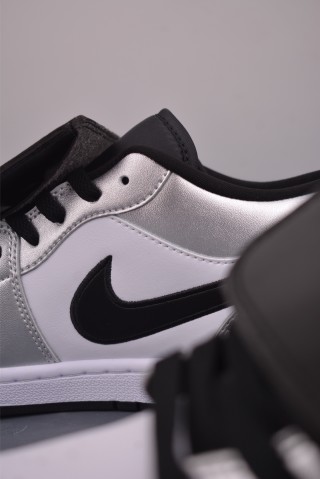 Air Jordan 1 Low 'White / Silver / Black' view 8