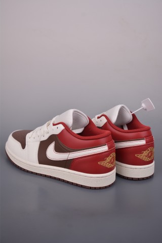 Air Jordan 1 Low 'White / Brown / Red' view 2