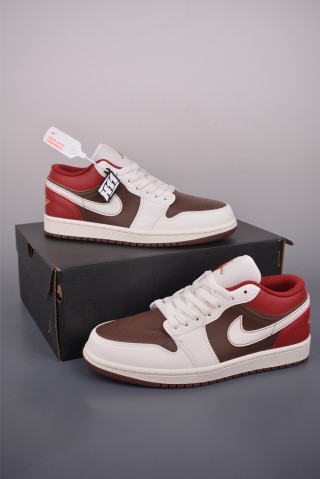 Air Jordan 1 Low 'White / Brown / Red' view 5