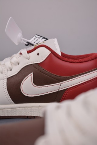 Air Jordan 1 Low 'White / Brown / Red' view 8