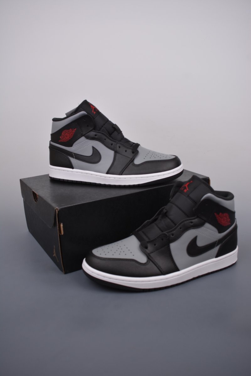 Air Jordan 1 Mid 'Black / Grey / Red' view