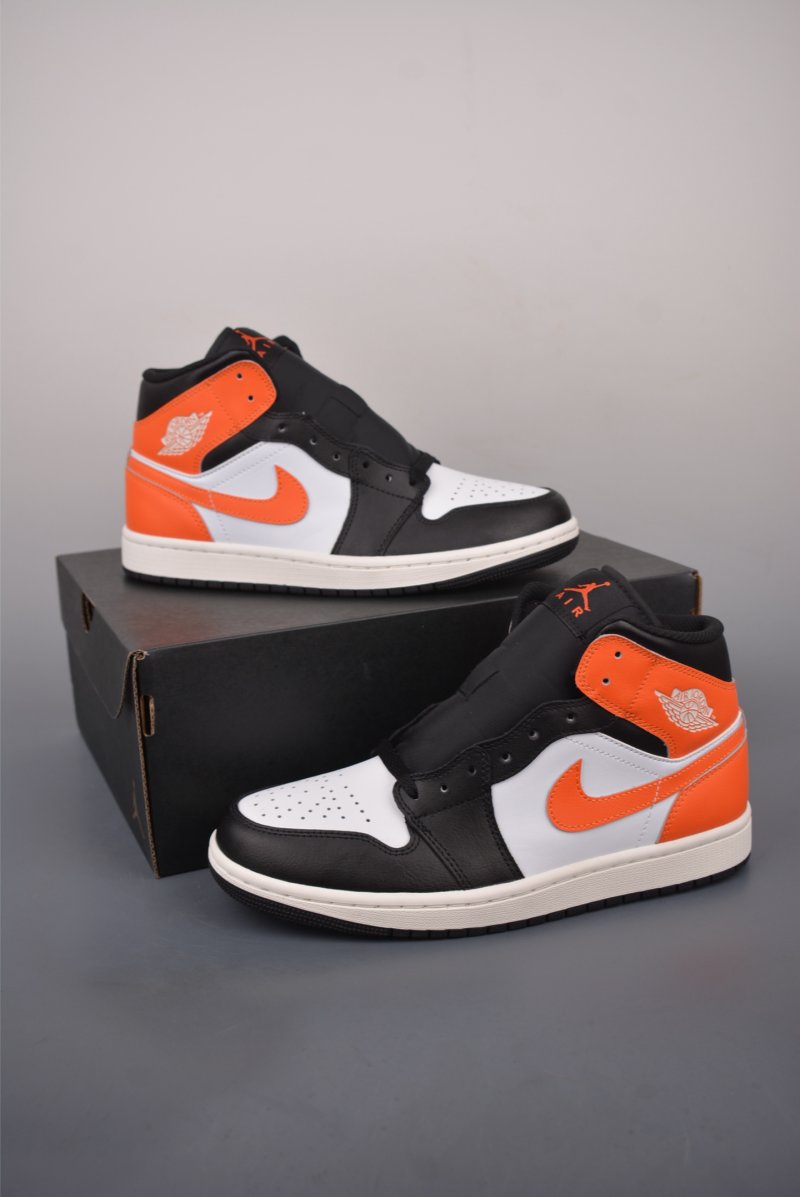 Air Jordan 1 Mid 'Black / White / Orange' view
