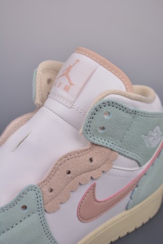 Air Jordan 1 Mid 'White / Blue / Pink' view 7