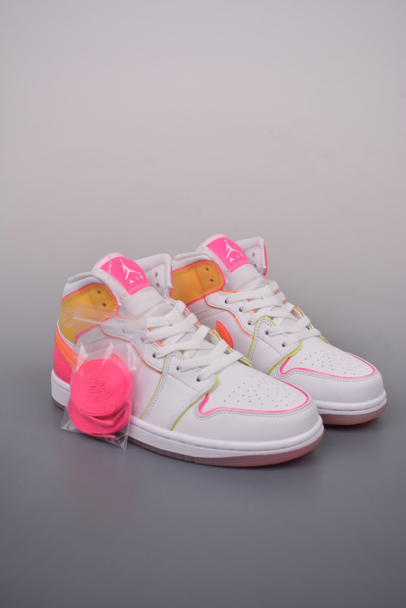 Air Jordan 1 Mid 'White / Yellow / Pink'