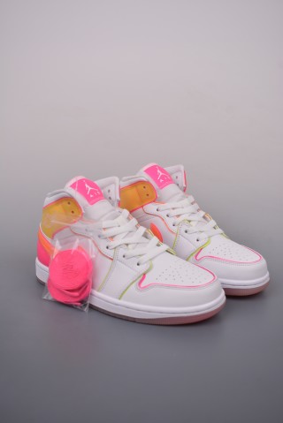 Air Jordan 1 Mid 'White / Yellow / Pink' view 1
