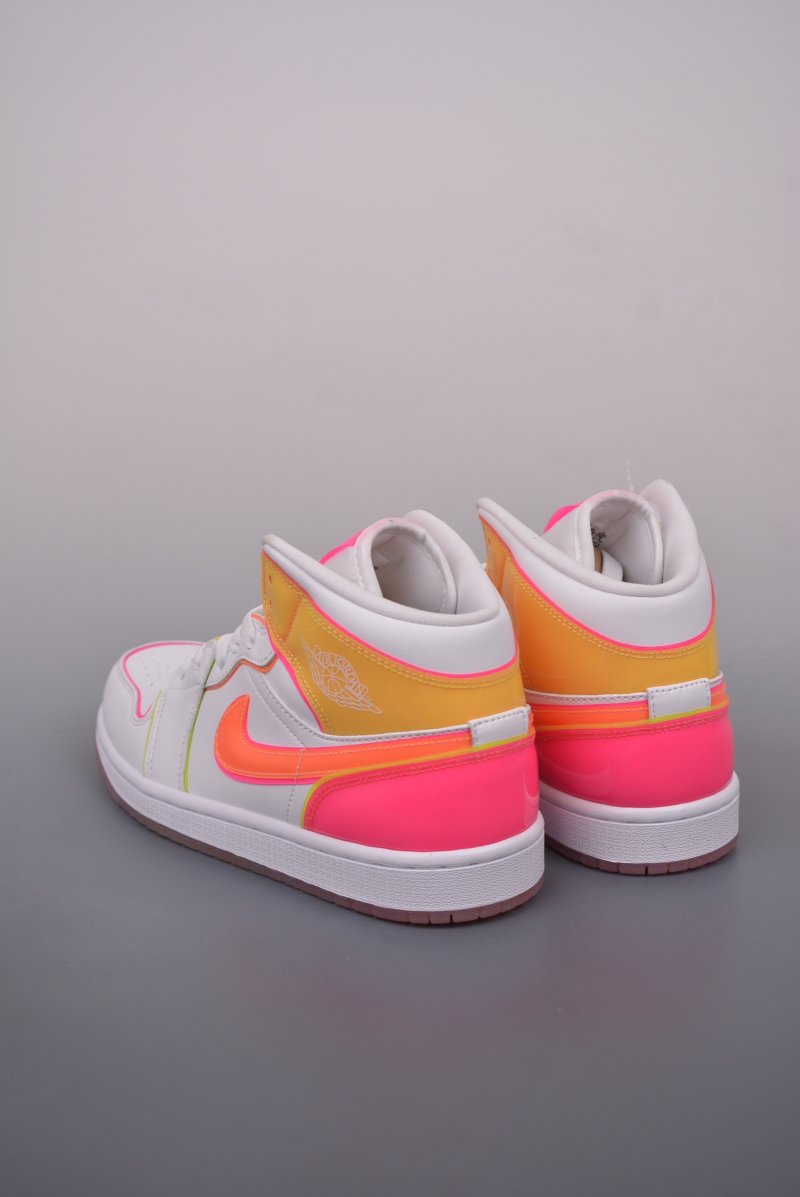 Air Jordan 1 Mid 'White / Yellow / Pink' view